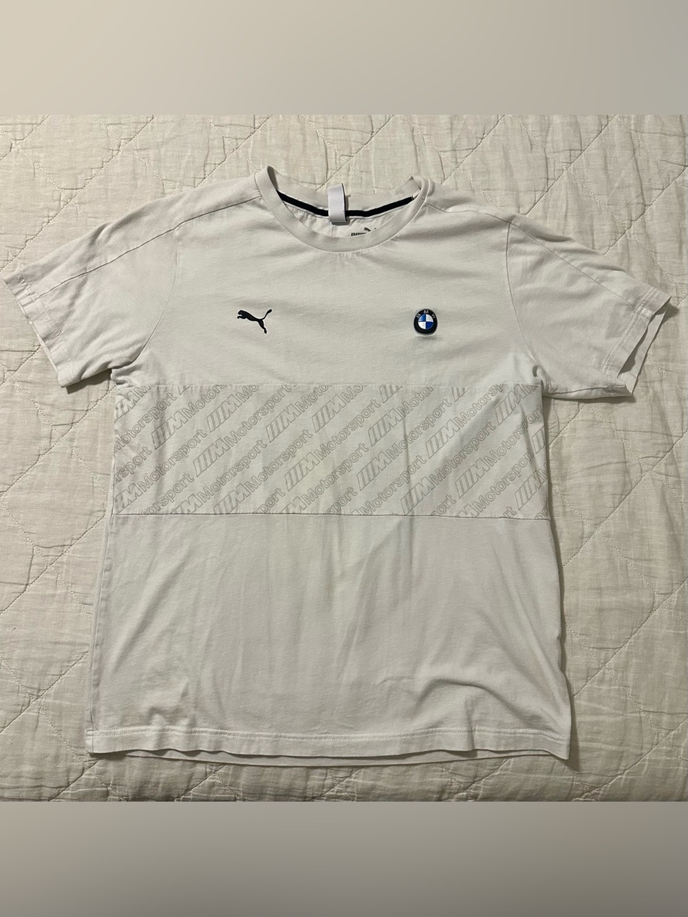 Puma White BMW Motorsport Logo Short Sleeve Tee Medium